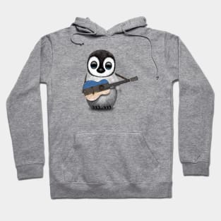 Baby Penguin Playing Estonian Flag Guitar Hoodie